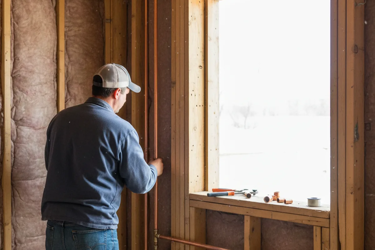 Licensed plumber running new copper supply lines in a Belknap home