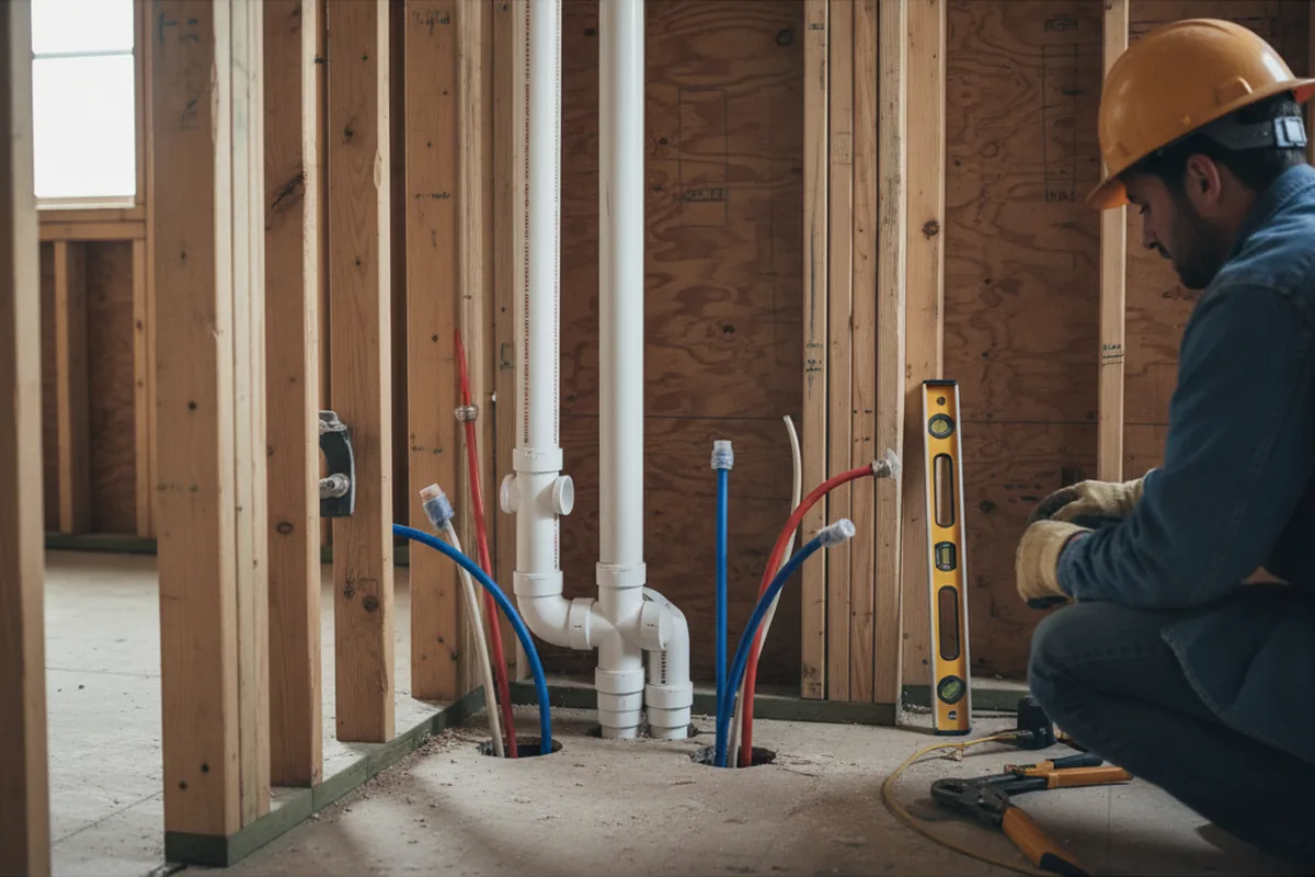 Drain and supply rough-in during Leak Detection in Belknap