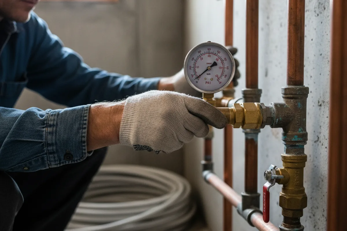 Pressure testing a repaired line during Water Line Repair in Belknap